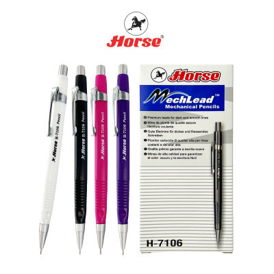 HORSE (ตราม้า) ดินสอกด 0.5มม. แท่งสามเหลี่ยม ตราม้า H-7106 - คละสี บรรจุ12 แท่ง/กล่อง จำนวน 1 กล่อง