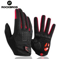 ROCKBROS ถุงมือขี่จักรยาน Touch Screen Windproof s MTB Bicycle GEL Pad Shockproof Full Finger Mittens s Autumn Winter