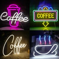 Ineonlife Neon Light Coffee Cup Luminous LED Sign Party Wedding Shop Birthday Reunion Room Mural Personality Art Wall Decoration