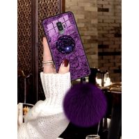 Samsung Galaxy Note 10 S7 Edge J4 J6 A6 A8 Plus J8 A5 A7 A9 Marble Case Crystal Fur Ball Strap Case