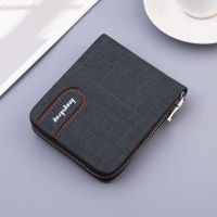 ZZOOI 2021 New Canvas Zipper Short Mens Wallet With Coin Pocket Clutch Purse Bag For Male Money Wallet Denim Card Holder