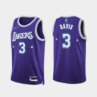 NBA Los Angeles embroidered purple jersey No. 3 city tram Retro Platinum version of the basketball uniform for mens 75th anniversary of the new season