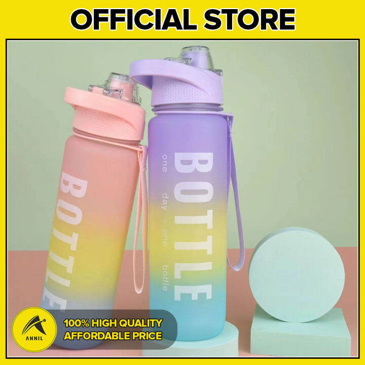 Annil 1Liter Gradient Water Bottle Tumbler With Straw, One Day One