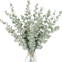 【hot】 Artificiais e Folhas De Eucalipto Plantas Falsificadas Folha Ouro DIY Casamento Decoração Casa Novo Enfeites Natal 10Pcs