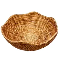 Rattan Storage Basket Household Fruit Plate Living Room Sundries Basket Creative Desktop Coffee Table Storage Box