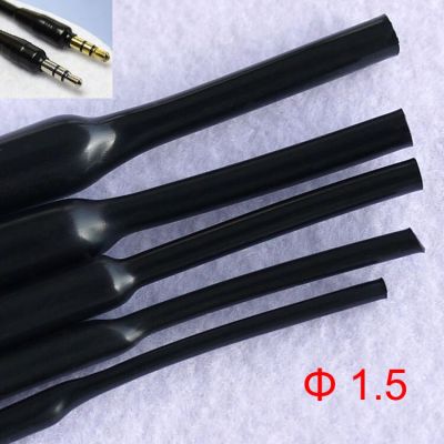 12M 1.5mm Dia 2:1 Ratio Flexible Black Gloss Non Halogen Headphone Line Audio Cable Sleeve Heat Shrinkable Tubing Shrink Tube Cable Management