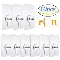 【cw】 10 Pcs PP Strong Adhesive Nails Wall Poster Seamless Wall Hook Waterproof Durable Transparent Kitchen Bathroom Screw Hook Hanger ！