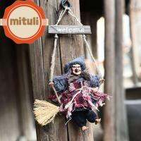 MITULI DIY ประตูตกแต่งในร่มกลางแจ้ง ของขวัญสำหรับเด็ก ตกแต่งอุปกรณ์ประกอบฉาก เครื่องประดับแขวน ตกแต่งแม่มด อุปกรณ์ประกอบฉากปาร์ตี้ฮาโลวีน ตุ๊กตาแม่มดฮาโลวีน แม่มดบิน