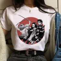 เสื้อยืดแขนสั้น เสื้อยืดโอเวอร์ไซส์ญี่ปุ่น Anime Demon Slayer Kimetsu ไม่มี Yaiba สั้น Hip Hop Tees S-5XL