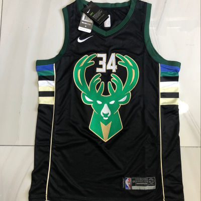 Ready Stock Most Popular Mens Basketball Jersey Fine Embroidery Milwaukee Bucks 34 Giannis Antetokounmpo Black Swingman Jersey