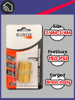 EUROX ข้อต่อ บุชชิ่ง ตัวผู้ 3/4 -ตัวผู้ 3/4  สีทอง Bushing Adapter 3/4M-3/4M , Pressure 150 psi [MM66]