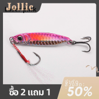 Jollic เหยื่อตกปลาโลหะ7g10g15g20g จิ๊กเบ็ดตกปลาแบบยาวเหยื่อตกปลาแบบช้อนเหยื่อแบบจมใบมีดสำหรับปลาไพค์เบส