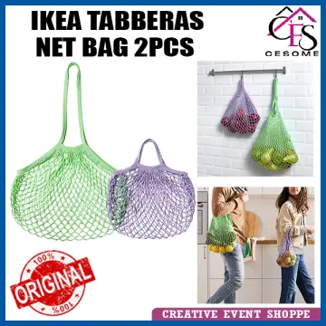 TABBERAS Mesh bag, set of 2, green/lilac - IKEA