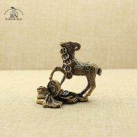 Vintage Copper Feng Shui Coins Goat Statue Desktop Ornament Home Decoration Craft Accessories Lucky Zodiac Animal Sheep Figurine