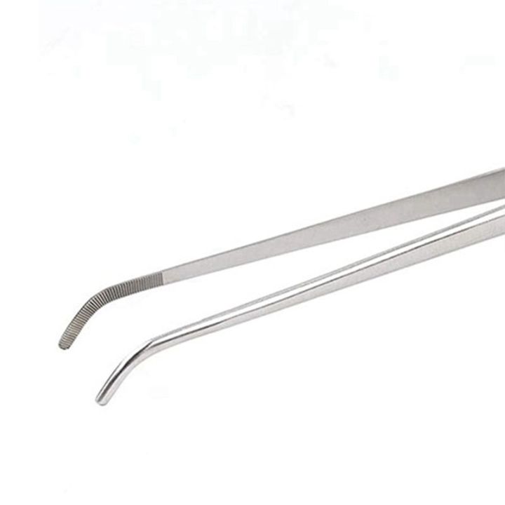2x-stainless-steel-precision-kitchen-culinary-tweezer-tongs-long-tweezers-metal-tongs-chef-tweezers
