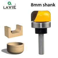 LAVIE 1pc 8mm Shank 1-1 / 8 เส้นผ่านศูนย์กลางถาดชามเราเตอร์บิตเครื่องตัดมิลลิ่งจมูกกลมพร้อมแบริ่งสําหรับงานไม้ C08-044FX