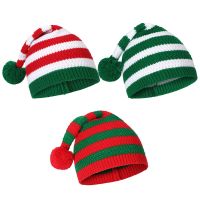 3Pcs Christmas Knitted Hat Christmas Gift Santa Knit Crochet Cap Knitted Crochet Christmas Hat for Adults