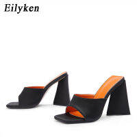 Eilyken 2021 New Trendy Summer Strange Heels Mules Women High-Heeled Ladies Slip On Party Nightclub Slippers Shoes Black Green