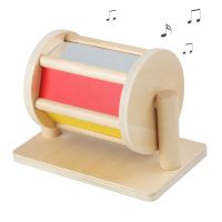 Montessori Materials Wooden Textile Sounds Drum Sensory Toys with Mirror Colorful Spinning Drum Educational Cognitive Baby Toys