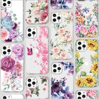 Fashion Luxury Flower Funda Case for Iphone 14 13 Case for IPhone 13 12 11 Pro XR 7 X XS Max Mini 8 6 6S Plus 5 SE 2020 Silicone  Screen Protectors