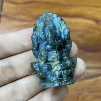 ธรรมชาติ Ladorite Ganesha แกะสลักคริสตัลและหิน Healing ขัดแร่เครื่องประดับตกแต่งบ้าน1Pcs