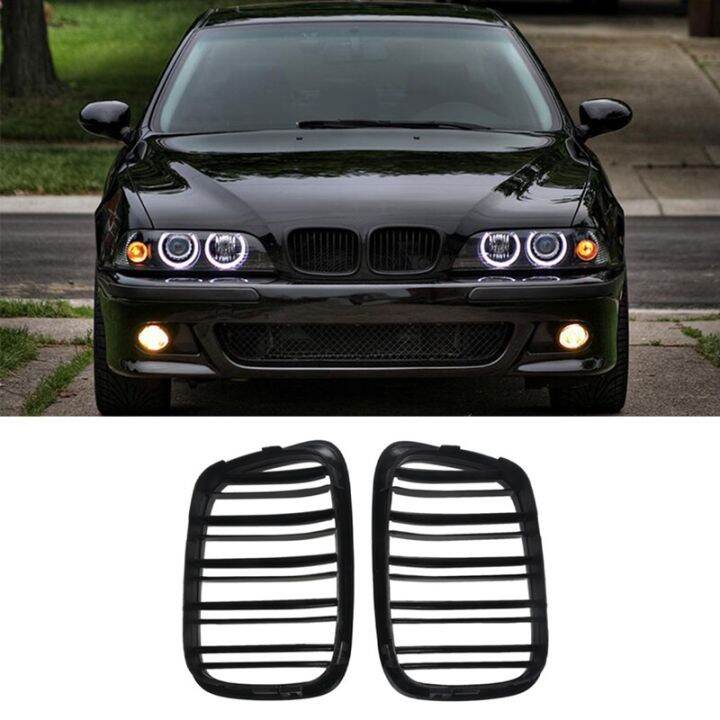 glossy-black-front-hood-kidney-grille-grill-dual-line-for-bmw-e39-5-series-525-528-1995-2004-51137005837-51137005838-replacement