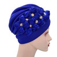 【YF】 Shining Diamonds Flowers Turban Caps for Women Muslim Headscarf Hat Female African Indian Hats Wraps Turbante Mujer