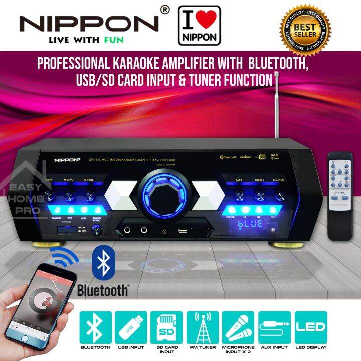 NIPPON AV919TKUSB Power Amplifier Karaoke Amp Ampli Home Theater