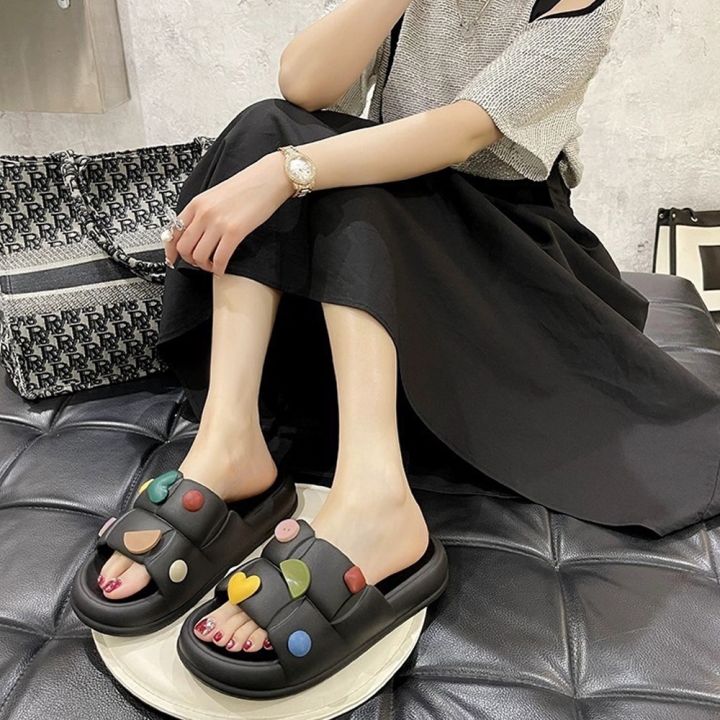 buyplus-รองเท้าแตะผู้หญิง-แบบสวมน่ารัก-พื้นนิ่ม-eva-ตกแต่งลายน่ารักๆ-แฟชั่นเกาหลี-พื้นนุ่มใส่สบาย-ส่งในไทย-s98