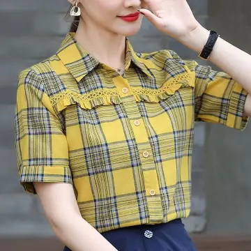 yellow check shirt womens