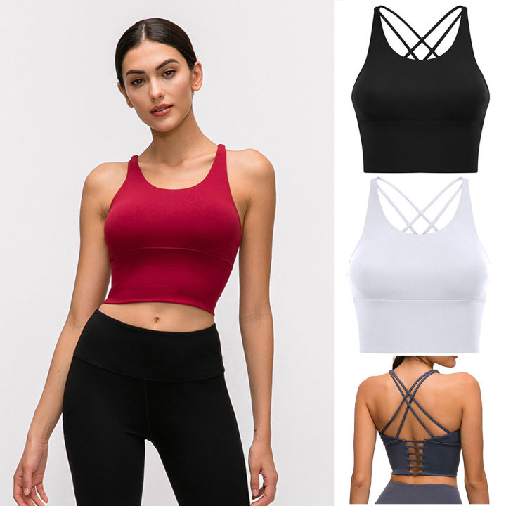 Buy Solid Sports Bra with Cross Straps