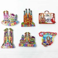 ✓♗ Fridge Magnets Barcelona Spain Color Mosaic Landmark Tourist Souvenir Magnetic Refrigerator Sticker Decor Scenic Craft Gift Idea