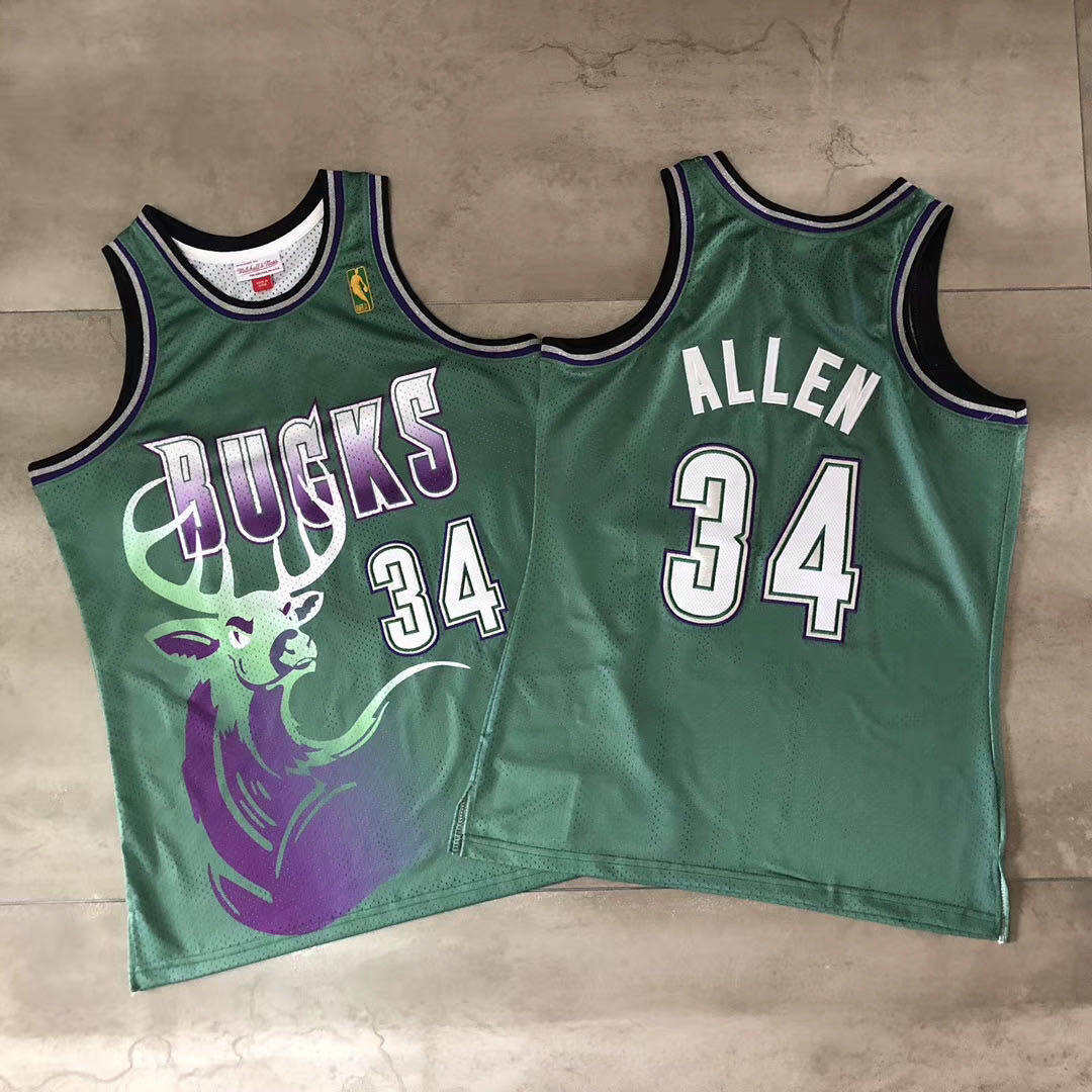 Throwback Jersey Bucks #34 Ray Allen Basketball Jersey