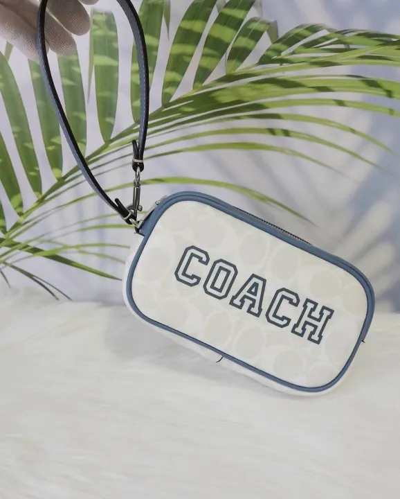 Coach Jamie Wristlet In Signature Canvas With Varsity Motif CB851