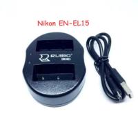 DUAL CHARGER EN-EL 15แท่นชาร์จแบตกล้องแบบคู่ USB Dual Battery Charger for Nikon Rechargeable Li-ion Batteries EN-EL15