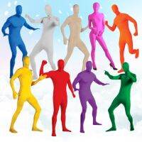 ผู้ใหญ่เต็มชุด Zentai ผู้ชาย Spandex ผิวแน่นชุดปาร์ตี้ฮาโลวีนคอสเพลย์เครื่องแต่งกายสีดำสีเขียว Unitard บอดี้สูท