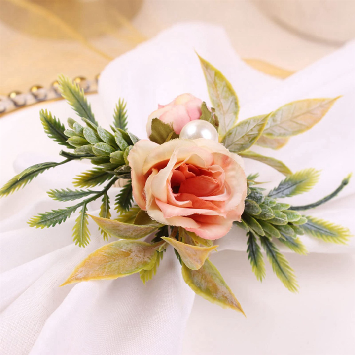 double-rose-napkin-rings-set-of-8-pink-flower-napkin-rings-with-berries-and-green-leaves-handmade-napkin-ring-holders