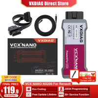 1ปี Warry VXDIAG NX200 VCX NANO สำหรับเรโนลต์สามารถคลิปเครื่องทดสอบปัญหารถยนต์การเขียนโปรแกรมการเข้ารหัส ECU J2534โปรโตคอลทุกระบบปรับปรุงฟรี