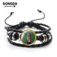 SONGDA Vintage Girl Scouts Cadette Merit Badge Leather Bracelet Multi-layer Braided Wrap Bracelet Punk Outdoor Bangle Girls Gift