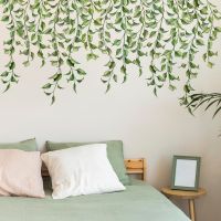 3pcs Green Plant Leaf Vine Wall Stickers Living Room Bedroom Study Dining Background Wall Room Decorative Wall Stickers Ms8457