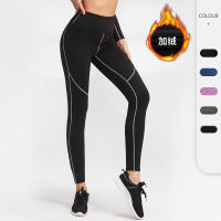 Womens Yoga Pants Training Leggings Naked Sense Skin-friendly Leggings High-waisted Push-up Pants Women American Winter Fleece