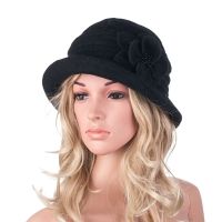 Winter Hat for Women 1920s Gatsby Style Flower Warm Wool Beret Winter Cap Ladies Beanies Church Hats Cloche Bonnet Fedoras A299