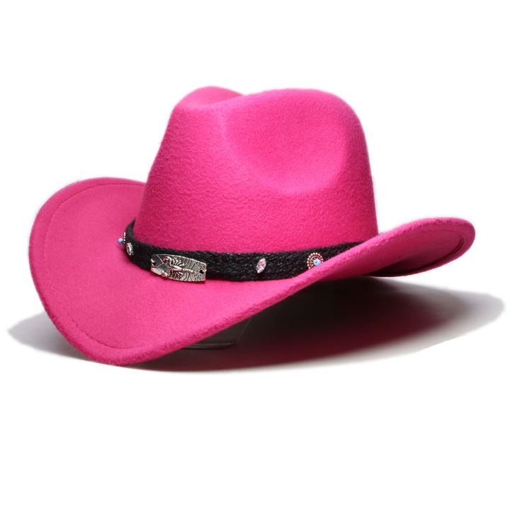 retro-black-scorpion-knitted-band-parent-child-women-men-kid-wool-wide-brim-cowboy-western-hat-cowgirl-bowler-cap-545761cm