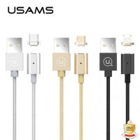 ( LAZ low price ) Usams สายชาร์จแม่เหล็ก สายชาร์จ Lightning และ Micro USB 2.0A ไฟแสดงสถานะการชาร์จ สายชาร์จเร็ว สายชาร์จซัมซุงและอื่นๆ ความยาวสาย 1 เมตร US-SJ132