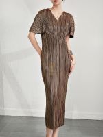 ✿◊┅ Aiden001 Average Size Metallic Dress Irregular Waist Bag Hip Pleat Banquet Long Dress Z7035