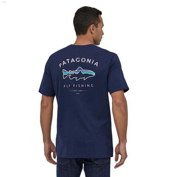 patagonia-patagonia-เสื้อยืดแขนสั้นพิมพ์ลายฉลามปลาฉลามบินกลางแจ้งลำลองสำหรับทั้งหญิงและชายผ้าฝ้าย