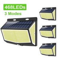 Solar Powered 220 468Leds Light Outdoor Garden Security Light Waterproof With Motion Sensor Wall Lamp For Patio Yard Porch Decor