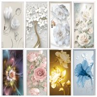 Flower Door Sticker 3D Wallpaper Adhesive Romantic Rose Custom Wall Decor Poster Art Mural Fridge Door Cover Wardrobe Cabinet