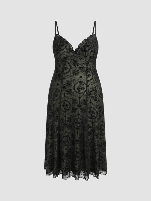 Cider Mesh Floral Lace Tirm Maxi Dress Lazada.co.th