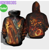 Fire Biker Hunter Man Skull 3D Hoodie